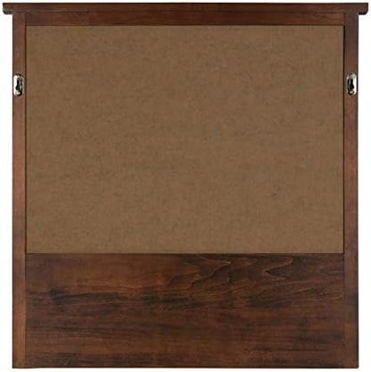 Kate and Laurel Stallard Decorative Wood Home Wall Organizer Mirror with Pockets and Key Hooks, Walnut Brown
