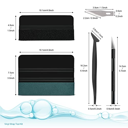 NEWISHTOOL Car Window Tint Installation Kit - Vinyl Wrap Tools With Felt Squeegee, Micro Squeegee, Razor Blade Knife