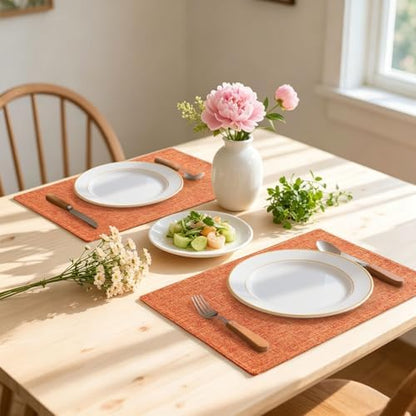 Homaxy Cloths Placemats for Dining Table Set of 4, 13" x 19", Orange