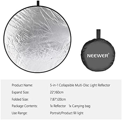 NEEWER 22 Inch/60 Centimeter Light Reflector Light Diffuser 5 in 1