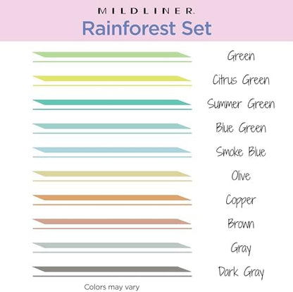 Zebra Pen MILDLINER No Bleed Highlighter, Rainforest, Dual Tip, 10-Pack