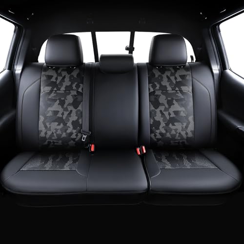 Leather Seat Covers Custom Fit for Tacoma Gen 3rd Double & Crew Cab (2016-2023) - Fully Covered - Fit Like a Glove - Center Console Armrest Covers Included - CamoBlack-Black Stitching - color: ( CamoBlack-Black Stitching ) & Full Set, size: For Tacoma Gen
