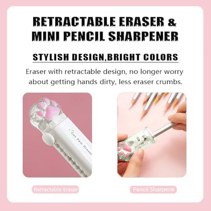 9Pcs Cute School Supplies, Cute Stationery,Includs Pencil Sharpener