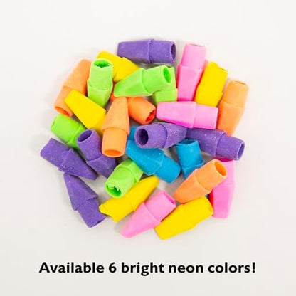 BAZIC Products Neon Pencil-Top Eraser Caps, Latex-Free, 50 Pack, 72-Case