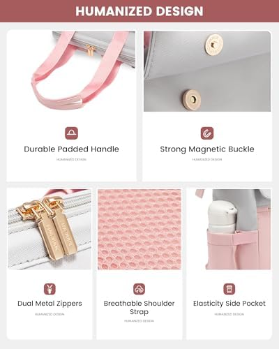 LOVEVOOK Laptop Backpack for Women, 15.6 Inch Work Laptop Bag with USB Port, Fashion Teacher Nurse Backpack Purse, Waterproof Travel Computer Backpack with Organizer Bag, 2PCS, Grey-Pink