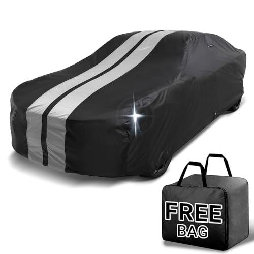 iCarCover Premium Car Cover for 1966-1969 Jaguar 420 Heavy Duty Waterproof All Weather Automobiles Custom Fit Full Exterior Indoor Outdoor UV Snow Rain Protection Covers (Stripe - Black/Gray) - color: Black / Gray (Stripe), size: 1. Jaguar 420 1966-1969