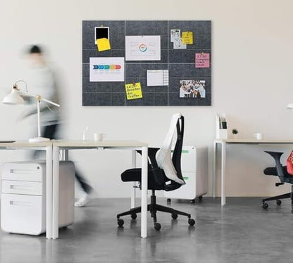 Large Cork Board Felt Board Tiles for Walls with 60 Push Pins, 11.8"x11.8" Pack of 12 Pin Board Notice Boards for Home Office Kitchen, Bulletin Board Wall Tiles for Photos Memos