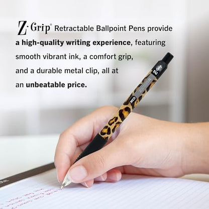 Zebra Pen Z-Grip Animal Print Retractable Ballpoint Pen, Black, 1mm, 18-Pk