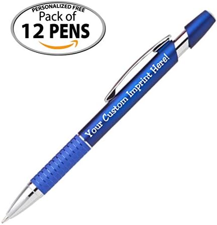 Express Pencils Personalized Ballpoint Pens Click action Custom Black writing ink - The Sleeker - Full color Printed Name Pens with Your Logo/Text/Message FREE PERSONALIZATION - 12 Qty (Assorted)