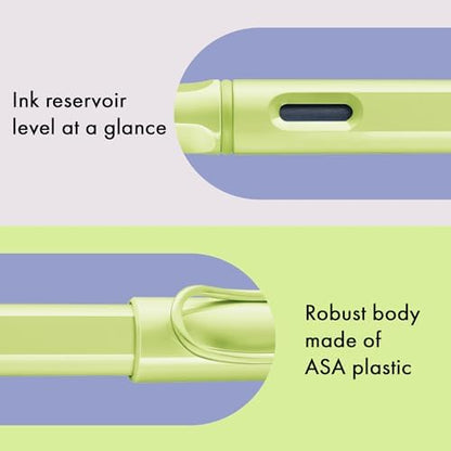 LAMY safari springgreen - Fountain Pen with ergonomic grip & polished Left-Handed steel nib (LH) in size M - ideal for any Writing & Calligraphy - including LAMY T 10 blue cartridge