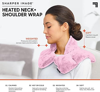 Sharper Image Heated Neck&Shoulder Wrap-Microwavable Warm&Cooling Plush Pad,Scented Aromatherapy (100% Natural Lavender_&Herb Spa Blend),Pain Tension Headache Relief Therapy,Gift for Women (Pack of 8)