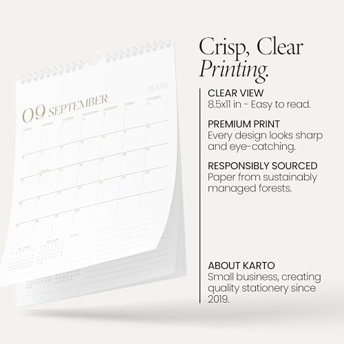 Karto Wall Calendar 2026-2027 8.5x11 in - Stylish