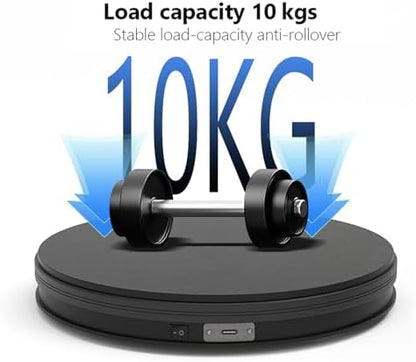 YVV Rotating Display Stand 9.84 Inch, 360° Motorized Turntable Display, USB Powered Spinning Display Platform for Product Photography, Jewelry, Shoes, 22 lbs Load, Black Electric Display Base