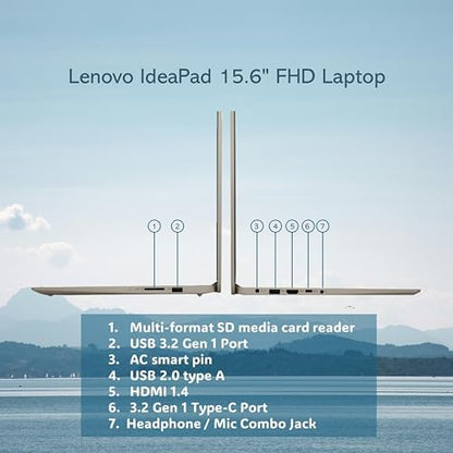 Lenovo IdeaPad 15.6" FHD Laptop for Business and Student, 36GB RAM, 1TB SSD, Intel Dual-core Processor, WiFi6, Bluetooth 5.2, Type-C, HDMI, Cloud Grey, Windows 11 Pro, Z&O Accessories