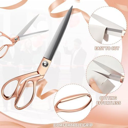 Amylove 3 Pcs 10.5'' Ribbon Cutting Scissors,Style1,Rose Gold