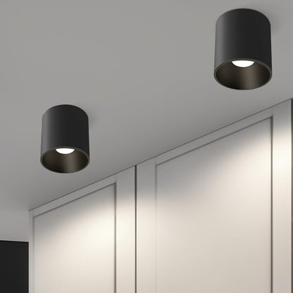Modern Ceiling Light Fixture, Dimmable Flush Mount 4.72'' Black Cylinder Ceiling Light for Living Room, Hallway, Foyer, Dining Room - 3000K, 15W, CRI 90, 2 Pack