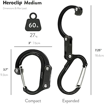 GEAR AID HEROCLIP 360° Swivel Carabiner Gear Clip and Hook (Medium) for Camping, Backpack, Suitcases and Garage Organization