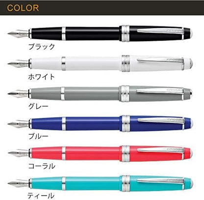 Cross Bailey Light Polished White Resin Fountain Pen, Medium Nib