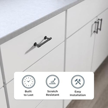 Franklin Brass Francisco (10-Pack) Cabinet Handles 3" Hole Center Pulls | Soft Iron Hardware Kitchen Door, Drawers, Dressers, Furniture P29520K-SI-B