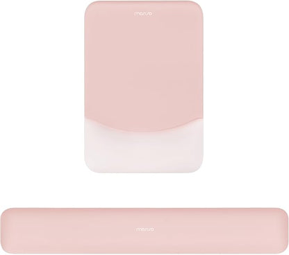 MOSISO Wrist Rest Support Mouse Pad & Keyboard Set, Baby Pink | Rectangular Ergonomic Mousepad, Non-Slip Base, Home/Office Pain Relief & Easy Typing, Neoprene Cloth & Raised Silicone Lining