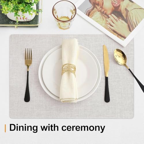Homaxy Cloths Placemats for Dining Table Set of 6, 13" x 19", Beige