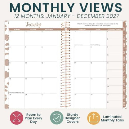 bloom daily planners 2027 Pocket Planner (January 2027 - December 2027) - 4” x 6” MINI Weekly Monthly Agenda Organizer & Calendar Year Book - Tan Leopard