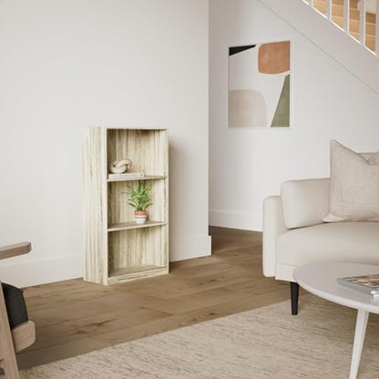 Furinno Basic 3-Tier Book Shelf with Open Shelves, Sonoma Oak