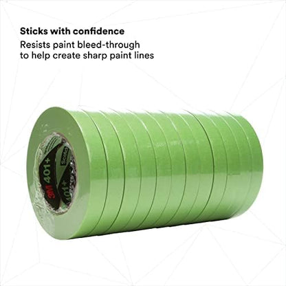 3M High Performance Green Masking Tape 401+, 12 mm x 55 m 6.7 mil