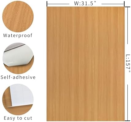 Extra Wide 31"x157" Light Wood Contact Paper Yellow Brown Wood Wallpaper