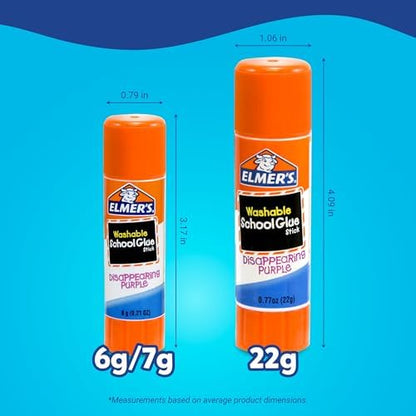 Elmer's Disappearing Purple School Glue Sticks, Washable, 22 Grams, 3 Count - Poster, Vision Board, Back to School Supplies, #1 Teacher Brand