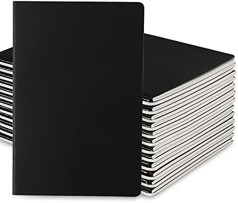 24 Pack College Ruled Notebook & Journal Bulk, Black Cover, Line Thick Paper, A5 Size, 5.5x8.3 inch, 60 Pages, Small Subject Note Pad Planner Set for Women Men Kids Traveler Student Office