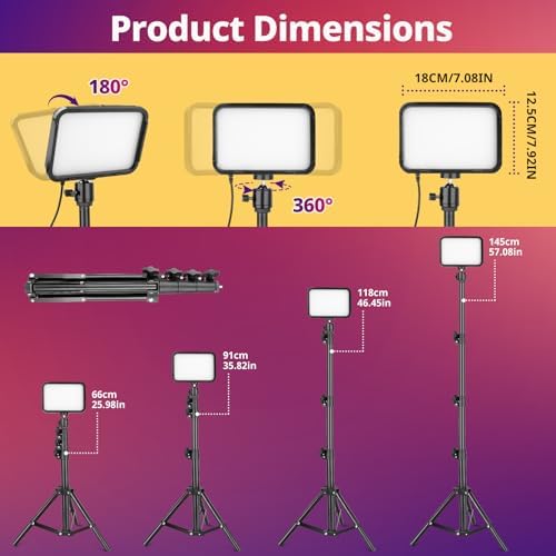 Torjim RGB Photography Video Lighting, Studio Lights with Adjustable Tripod Stand - 16 Color Lighting for Video Recording/YouTube/TikTok/Live Streaming/Make up/Vlogging