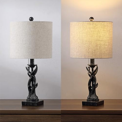 JONATHAN Y Gaston Rustic Faux Antler Resin Table Lamp 20.5", Antique Black