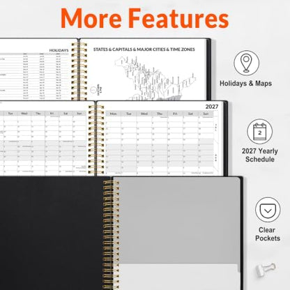 SUNEE 2027 Appointment Book, Quarter-Hourly, Weekly Monthly Planner, 6" x 8.3",Black