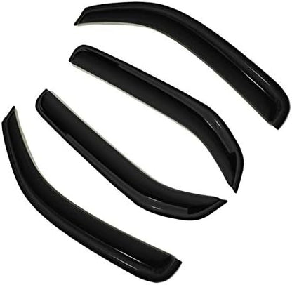 4pc Sun Rain Guards Window Visor Wind Deflector Compatible with Nissan Xterra 2005-2015 Smoke
