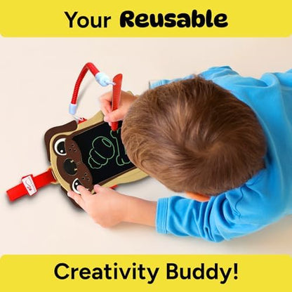 Boogie Board Sketch Pals Highland Cow 4” LCD Writing Tablet for Kids – Reusable Mess-Free Drawing Pad with Tethered Stylus – Clip-On Travel Doodle Board Toy – Ages 3+