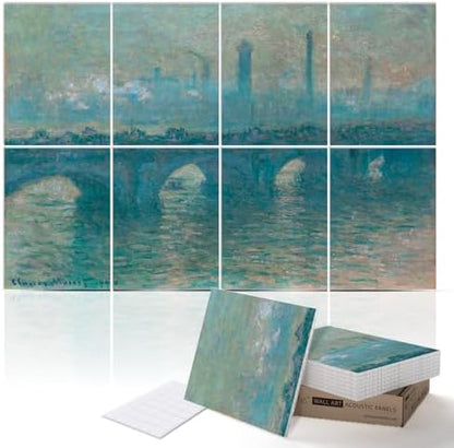PINWELIFE® Masterpiece Acoustic Art Panels, 8-Pack 12"×16" Sound Absorbing Panels, Decorative Acoustic Wall Art, Noise and Echo Cancelling for Home Studio/Office, Nano Tape Included