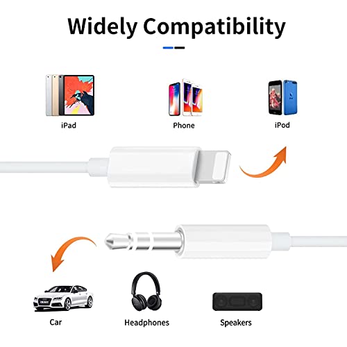 (Apple MFi Certified) iPhone AUX Cord,Lightning to 1/8 Inch Audio Cable,3.3ft, Headphone Jack Adapter Male Aux Stereo Audio Cable Compatible for iPhone 14/13/12/11/XR/X/8/7 (White) - color: White, style: Lightning to 3.5 mm