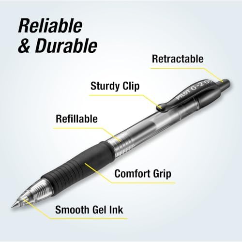 PILOT G2 Premium Gel Roller Pens, Gel Pens Black, Pack of 14