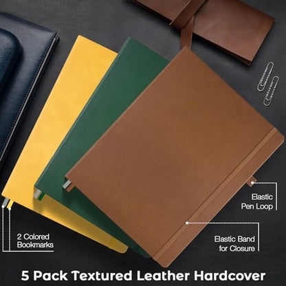 College Ruled Notebook, Large A4 Hardcover Leather Journal for Women Men