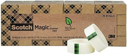 Scotch Magic Greener Tape, 0.75 in .x 900 in., 16 Rolls