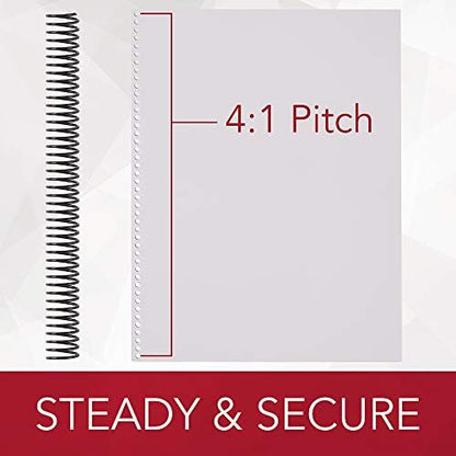 GBC Binding Spines/Spirals/Coils, 18mm, 140 Sheet Capacity, 4:1 Pitch, Color Coil, Black, 100 Pack (9665080)
