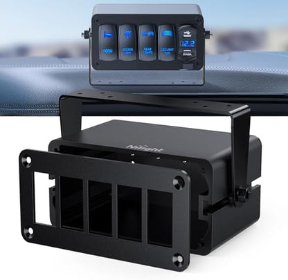 Nilight 5 Gang Rocker Switch Box Detachable Housing 5 Holes Aluminum Panel