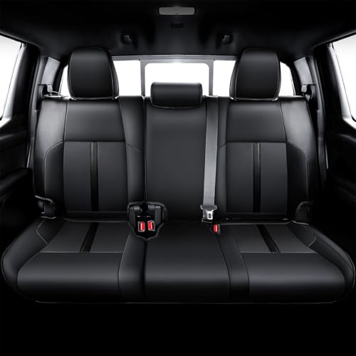 Leather Seat Covers Custom Fit for 2024-2026 Tacoma Gen 4th Double Cab - Fully Covered - Fit Like a Glove - Center Console Armrest Covers Included - for Tacoma Accessories - color: ( Black-Black ) & Full Set, size: For Tacoma Gen 4th (2024-2026) & Crew Ca