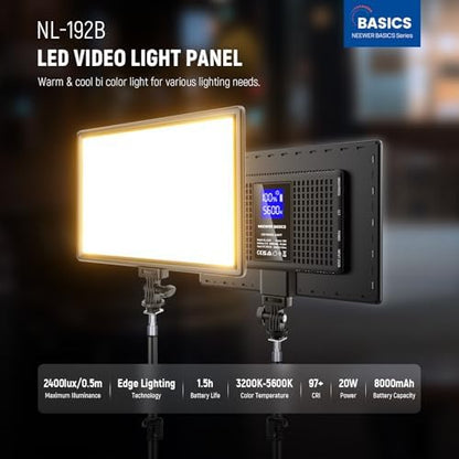 NEEWER Basics 13" LED Video Light Panel, 2 Pack with Tripod Stands, NL-192B