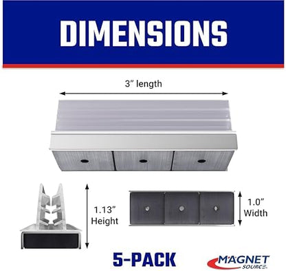 Master Magnetics Magnetic Sign Holder Pack - Magnetic Sign Holders for Door Frames, Metal Shelves, Whiteboards - Powerful Magnet - Retail EZ Grip Holder - 3" L x 1" W x 1.13" H - 5-Pack