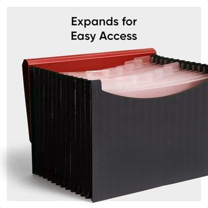 Smead Accordion File Organizer, Document Folder, 12 Divider, Red/Black