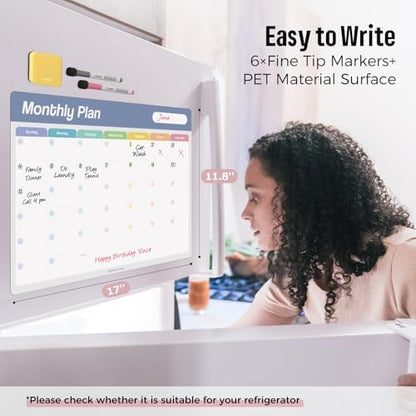 loukin Static Cling Monthly & Weekly Dry Erase Calendar, Whiteboard Planner