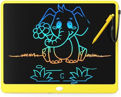 LCD Writing Tablet 16 Inch, Toys for 3 4 5 6 7 8 9Year Old Boys Girls, Colorful Doodle Board Drawing Tablet, Gift for Boys Age 3-12 Years, Memo Board, Drawing Pads with Lanyard (Yellow-16 Inch)