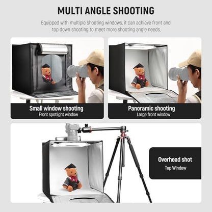 NEEWER 50W Upgraded Photo Studio Light Box, 24"x24" Portable Folding Photography Lightbox, 4 Backdrops, 5600K 160 LEDs 5200lx/0.5m Dimmable Picture Booth Shooting Tent for Jewelry Electronics, LP60